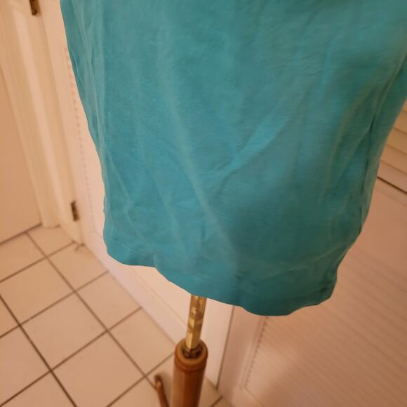 Lands' End Y2K Blue Cotton Stretch Tank Top Small Floral Embroidered Trim - Picture 4 of 7